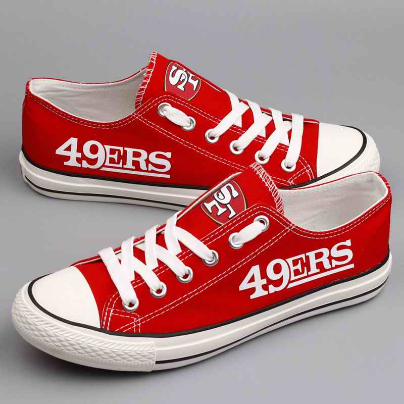 Women and Youth NFL San Francisco 49ers Repeat Print Low Top Sneakers 006